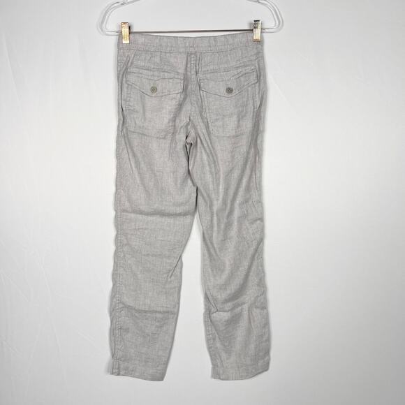 Theory Womens 0 Northsound Caliver High Waisted Linen Blend Pants Gray Cropped - Picture 2 of 12